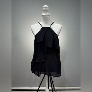 CLEARANCE! Black Shilla Ruffle Tiered Top Size L